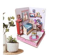 Set di mini casa fai da te, puzzle in legno 3D, per camera da letto, per piccoli spazi, per bambini e adulti, decorazione per soggiorno, scrivania, comodino, casa delle bambole, compleanno e Natale