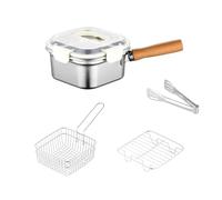 Set di mini casseruole per friggere in acciaio inox riutilizzabile, contenitore multiuso multifunzione per risparmiare olio, kit mini friggitrice per shopping e gite all'aperto in famiglia
