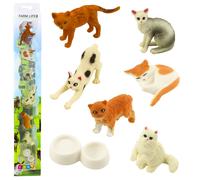 Set di mini figure di gatti con ciotola per mangime