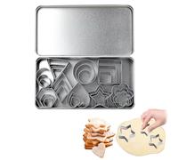 Set di mini formine per biscotti con scatola, in acciaio inox, piccole forme geometriche, per pasta di pasta, crosta e fondente (fiore -27P)