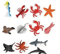 Set di Mini Giocattoli Animali Marini, Animali Marina Gioco Educativi, Mini Realistici Giocattoli Marini Animalis, Giocattolo da Bagno per Giardini in Miniatura, Bonsai, Acquari e Vasche per Pesci