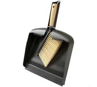 Set di mini scopa e paletta, 1 confezione da 1 strumento di pulizia compatto con manico in legno, setole dense per scrivania, divano, fessure, lettiera, briciole, uso domestico (9900 nero)