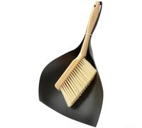 Set di mini scopa e paletta, 1 confezione da 1 strumento di pulizia compatto con manico in legno, setole dense per scrivania, divano, fessure, lettiera, briciole, uso domestico (9901 nero)