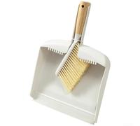 Set di mini scopa e paletta, 1 confezione da 1 strumento di pulizia compatto con manico in legno, setole dense per scrivania, divano, fessure, lettiera, briciole, per uso domestico (9900 bianco)