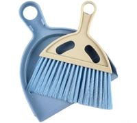 Set di mini scopa e paletta da scrivania, con setole morbide, strumento di pulizia con foro per appenderlo, compatto per scrivania da casa e ufficio, in polipropilene leggero (blu)
