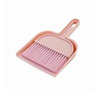 Set di mini scopa e paletta, spazzola compatta semicircolare, materiale plastico, portaoggetti da appendere, pulizia della scrivania per casa, cucina, ufficio (rosa chiaro)