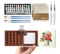 Set di mini tavolozza per acquerelli, 15 griglie, set di colori portatili, con clip, per acquerelli, per studenti, principi, hobby, artisti