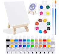 Set di mini tela e cavalletto, set da 60 pezzi, mini cavalletto in legno, pittura acrilica e kit per adulti