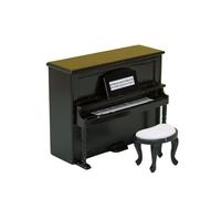 Set Di Miniature Di Strumenti Musicali Modelli Di Mobili In Miniatura Pianoforte Verticale E Panca Come Oggetti Scena Per La Fotografia(Black)