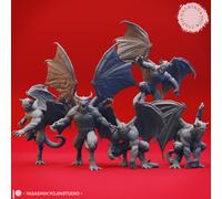 Set Di Miniature Gargoyle Demone Con Ali Figura Per TTRPG Come D&D 5E Pathfinder