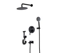 Set di miscelatori for doccia calda e fredda con doccetta for bidet, sistema a incasso a parete nero, getto tondo ultrasottile da 10 pollici