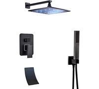 Set di miscelatori per doccia a scomparsa per doccia classica Set di rubinetti per doccia a parete con doccetta e soffione a pioggia a LED Tecnologia avanzata di iniezione dell'aria Finitura in bronz