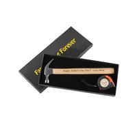 Set di misuratori a nastro con martello, metro a nastro personalizzato in legno per papà, nastro di misurazione unico, manico in legno per la festa del papà, set di strumenti per la festa del papà per