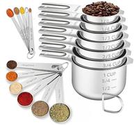 Set di misurini da 18 pezzi, include 7 tazze impilabili, 6 cucchiai dosatori e 5 mini cucchiai, set di metallo in acciaio inossidabile, gadget da cucina per cucinare e cuocere