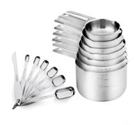 Set di misurini e cucchiai da cucina in acciaio inox, 14 pezzi, con livellatore per attività di misurazione precise in cucina