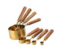 Set di misurini e cucchiai da pasticceria | Set di 8 pentole in metallo e legno con etichette trasparenti, facile accesso alle zuccheriere