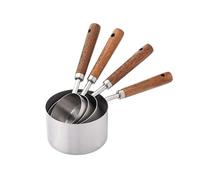 Set di misurini e cucchiai dorati da 4/8 pezzi con manico in legno aromatico pieno tazze(Silvery Cup 4PCS)