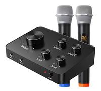 Set di mixer per microfono portatile per karaoke, con doppio microfono wireless UHF, HDMI e AUX in ingresso/uscita per karaoke, home theater, amplificatore, altoparlante