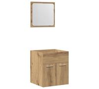 Set di mobili da bagno, 2 pezzi, Dub Artigiano in legno composito | Legno ingegneria resistente all'umidità, specchio vetro riflesso netto, fissaggio a parete risparmio spazio, spazio spazioso