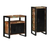 Set di mobili da bagno, 2 pezzi, multicolore e nero, portaoggetti | Stile moderno, spazioso stoccaggio, struttura in ferro resistente, facile manutenzione, ottimizzazione dello spazio