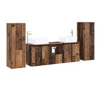 Set Di Mobili Da Bagno 5 Pc Legno Di Ingegneria Antica | Mobile da parete, ante reversibili, cassetti a cerniera, due punte incluse, posa senza fori preforati