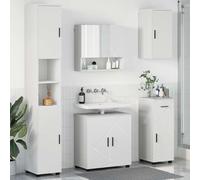 Set di mobili da bagno, 5 pezzi, bianco, 61 x 35 x 64 cm | materiale in legno, ante con cerniere, maniglie a barra, montaggio a parete, look minimalista, scomparti aperti e chiusi