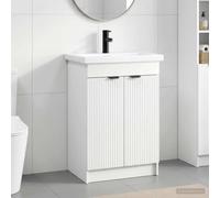 Set di mobili da bagno bianco, 78,5 x 37,5 x 81 cm, in legno con lavandino | Spazio con ripiani e scomparti, rubinetto integrato, design minimalista, montaggio in coppia
