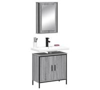 Set Di Mobili Da Bagno Da 2 Pezzi In Legno Sonoma Grigio,Con Mobile Lavabo E Mobile A Specchio,Mobiles Bagno Salvaspazio Moderno,Set Mobili Bagnos Completo per Bagnos E Toeletta,60x30x60cm+42x12x60cm