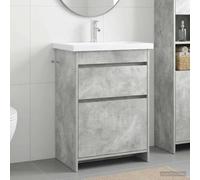 Set di mobili da bagno grigio cemento, 61 x 40 x 84,5 cm, in legno con | Lavabo integrato, cassetti in legno, montaggio a coppia, cacciavite necessario, design moderno