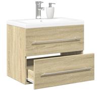 Set di mobili da bagno in legno di rovere Sonoma, 60 x 38,5 x 48 cm, con lavabo in ceramica, compatto Vanity per piccoli bagni, resistente all'umidità e durevole
