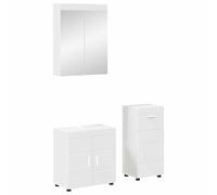 Set di mobili da bagno TULUM 3 pezzi, bianco, 60 x 34 x 63 cm, in legno | Superficie opaca, molto spazio, robusta struttura in legno, aspetto moderno, facile da pulire, montaggio a coppia