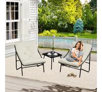 Set di mobili da balcone, 3 pezzi, set da 2 sedie, 1 tavolo, mobili da giardino, piccolo balcone con cuscino e tavolo rimovibili, comodi rivestimenti per balconi per interni ed esterni (marrone)