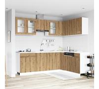 Set di Mobili da Cucina 11 Pezzi Rovere Artigianale Truciolato con Design Elegante per Ottimizzazione Spazio e Ampio Archiviazione, Materiale Stabile Resistente all'Umidità,