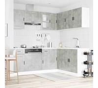 Set di mobili da cucina da 11 pezzi, in legno e vetro, altezza fino a 81,5 cm, con piedini regolabili, per cucina da incasso (mobile sottolavello, elementi angolari, pensili pensili, pannello per