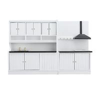 Set di mobili da cucina per casa delle bambole ZenithAur per giochi creativi, una collezione completa di mobili da cucina in legno in miniatura con armadietti per una cucina per