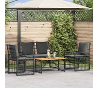 Set di Mobili da Esterno 4 pz Nero e Grigio scuro