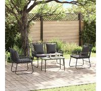 Set di Mobili da Giardino 4 pz Nero e antracite polyrattan