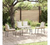 Set di Mobili da Giardino 4 pz Nero e Crema polyrattan