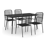 Set di mobili da giardino, 5 pezzi, gruppo di conversazioni, resistente alle intemperie, mobili da giardino per terrazza, giardino, cucina, sala da pranzo, in corda di cotone, acciaio nero, tavolo e