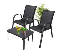 Set di Mobili da Giardino Black Forest Classico, Textilene Due Sedie + Tavolo Nero