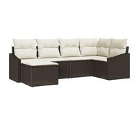 Set di mobili da giardino da 6 pezzi + set di conversazioni resistenti alle intemperie + tavolo da pranzo modulare per esterni con spazio + rattan sintetico e acciaio verniciato a polvere in marrone e