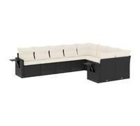 Set di mobili da giardino da 9 pezzi con cuscino, in polyrattan, resistente alle intemperie e durevole, per terrazza, balcone, come comodo gruppo di sedute e mobili da esterno per il relax