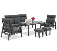 Set di mobili da giardino in alluminio Murcia Apetito 5 con pouf Garden Point antracite