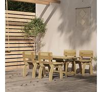 Set di mobili da giardino in legno di pino impregnato per terrazza e balcone, robusto set di mobili da esterno con tavolo e 4 sedie, design rustico resistente alle intemperie, per esterni