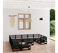 Set di mobili da giardino in legno di pino massiccio, espandibile modulare, nero, per terrazze e balconi, robusto set di mobili per esterni per relax e conversazioni