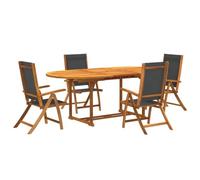 Set di mobili da giardino in legno massello di acacia con textilene - Set da pranzo durevole e resistente alle intemperie per terrazza, balcone o giardino - perfetto per divertimento all'aperto e