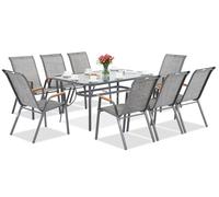 Set di mobili da giardino in metallo Garden Point Modena/Bitonto grigio per 8 persone