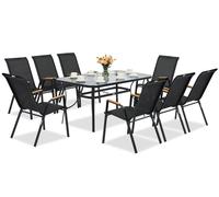 Set di mobili da giardino in metallo nero Modena/Bitonto Wood per 8 persone Garden Point