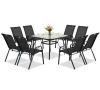 Set di mobili da giardino in metallo nero Modena per 8 persone con tavolo quadrato Garden Point