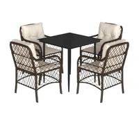 Set di mobili da giardino in polyrattan con cuscino, set da pranzo per terrazza e balcone, resistente alle intemperie e confortevole, perfetto per il comfort all'aria aperta